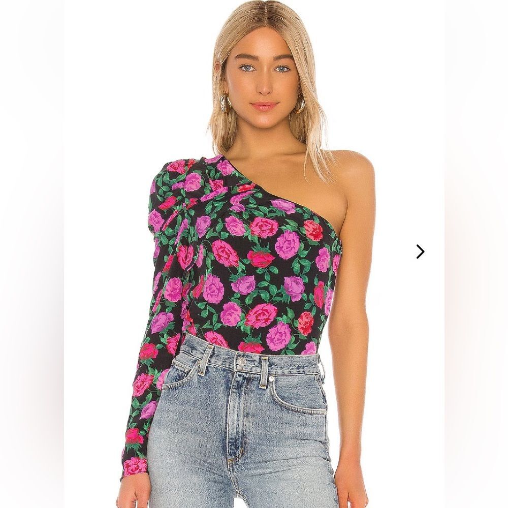 Lovers and Friends Bianca top in Amelia floral XS one shoulder long sleeve top